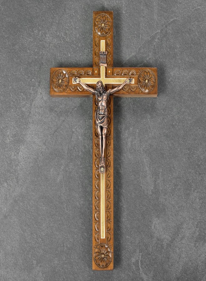 Asterom Hand Carved Crucifix Wall Cross for Home Decor - Wooden Catholic Wall Crucifix - 12 Inch - Image 4